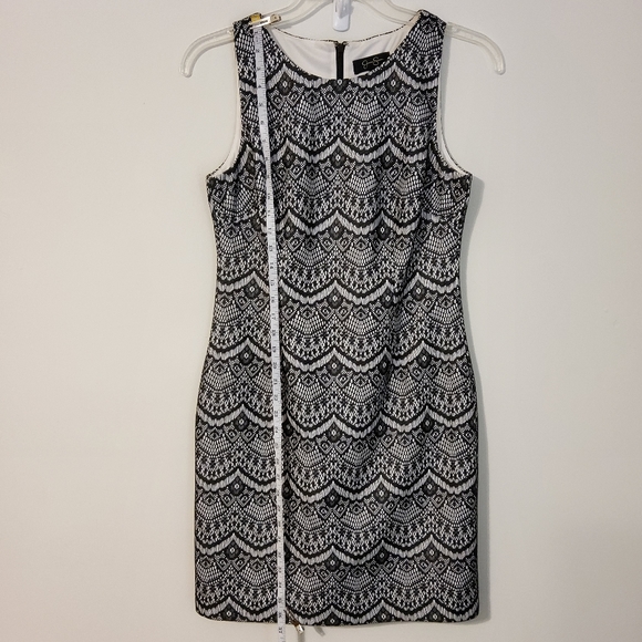 Jessica Simpson Black/White Eyelet Embroidered Lace Sleeveless Sheath Dress Sz8 - Picture 3 of 10